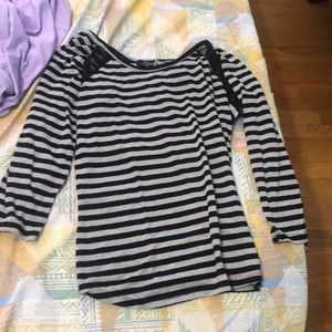 Grey and Black Long Sleeve Top